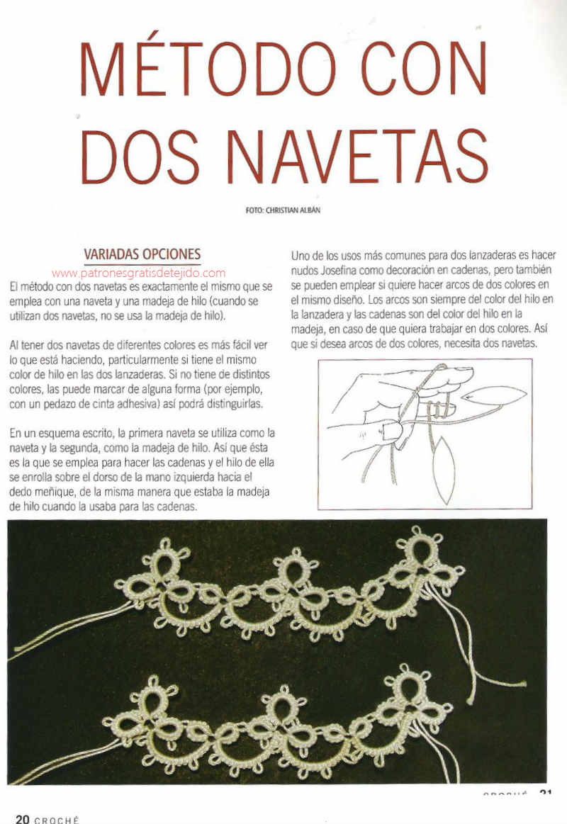 Cómo se teje la técnica Frivolité / Curso para principiantes Crochet y Dos agujas Patrones