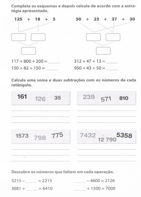 Complete os esquemas e depois calcule de acordo com a estratégia apresentada