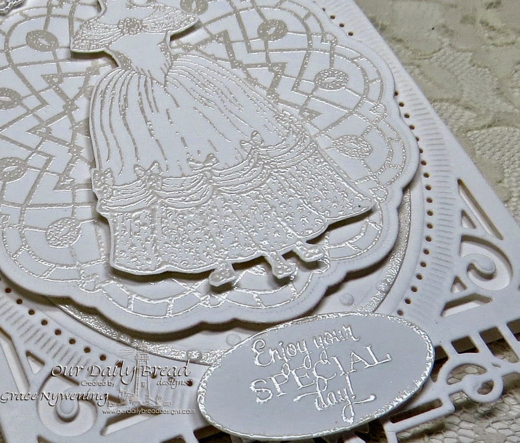 ODBD Stamps: Victoria, Doily Blessings, Birthday Doily, and doily die; designed by Grace Nywening