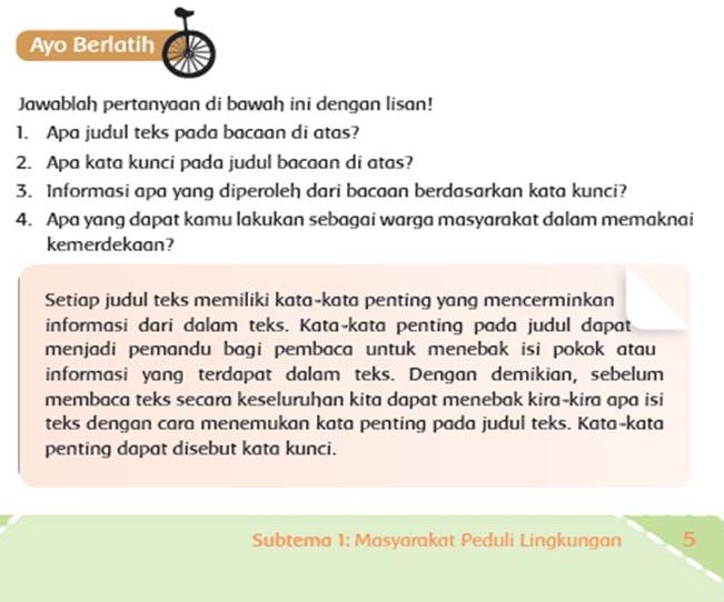Kunci Jawaban Tematik Kelas 6 Tema 6 Halaman 5