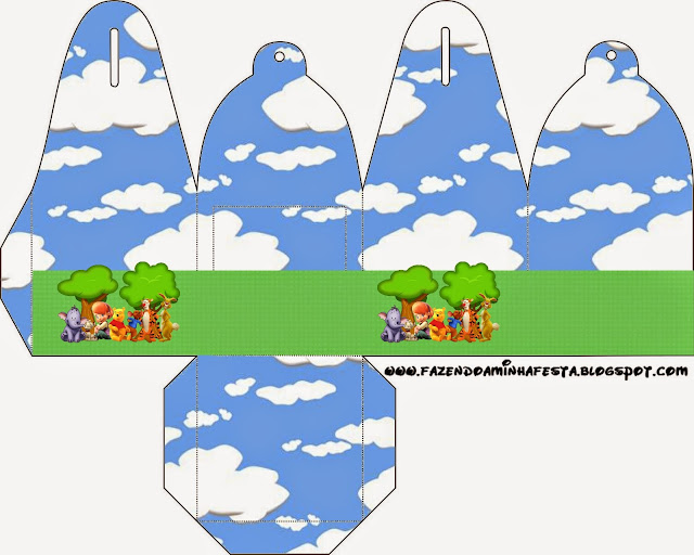 Winnie the Pooh: Cajas para Imprimir Gratis. Caja para cupcakes o golosinas de Winnie the Pooh.