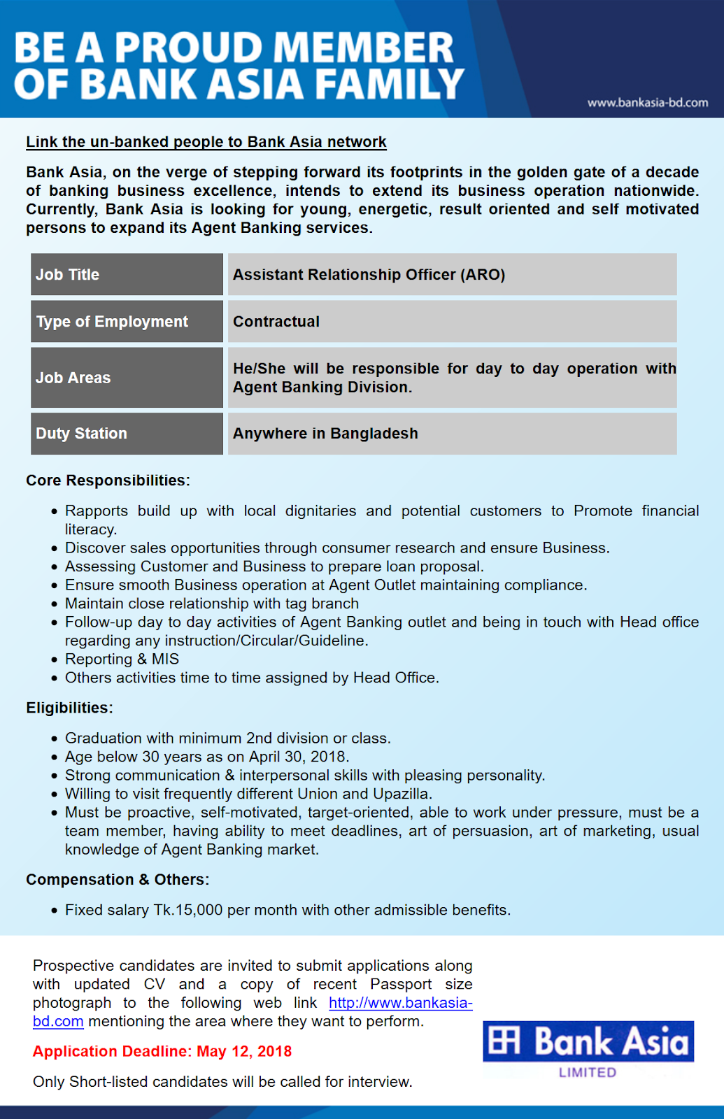Bank Asia job circular 2018 Bank Asia job circular 2018