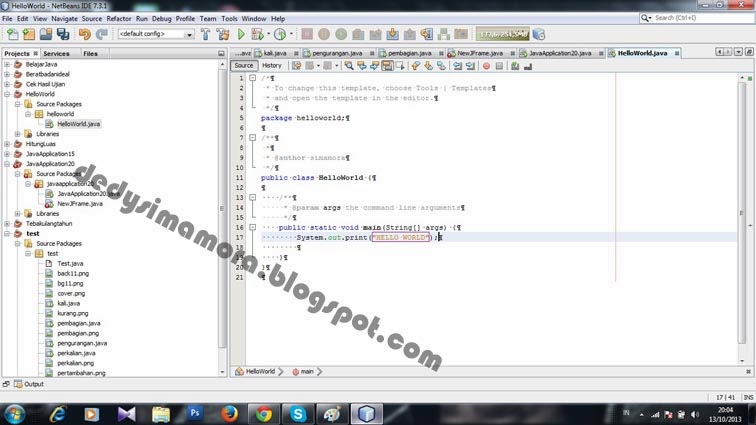 Dedy Simamora: MEMBUAT PROGRAM SEDERHANA DENGAN BAHASA JAVA