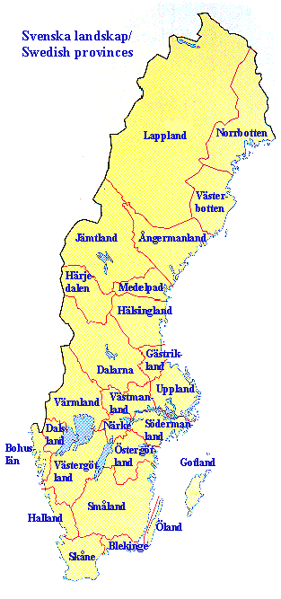 Karta över Sveriges Landskap Regionen | Karta över Sverige, Geografisk