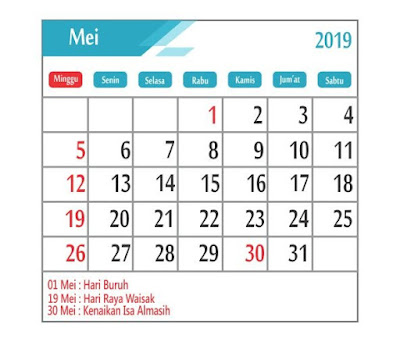 Kalender Mei 2019 - tanggal merah Kalender Mei 2019 - tanggal merah