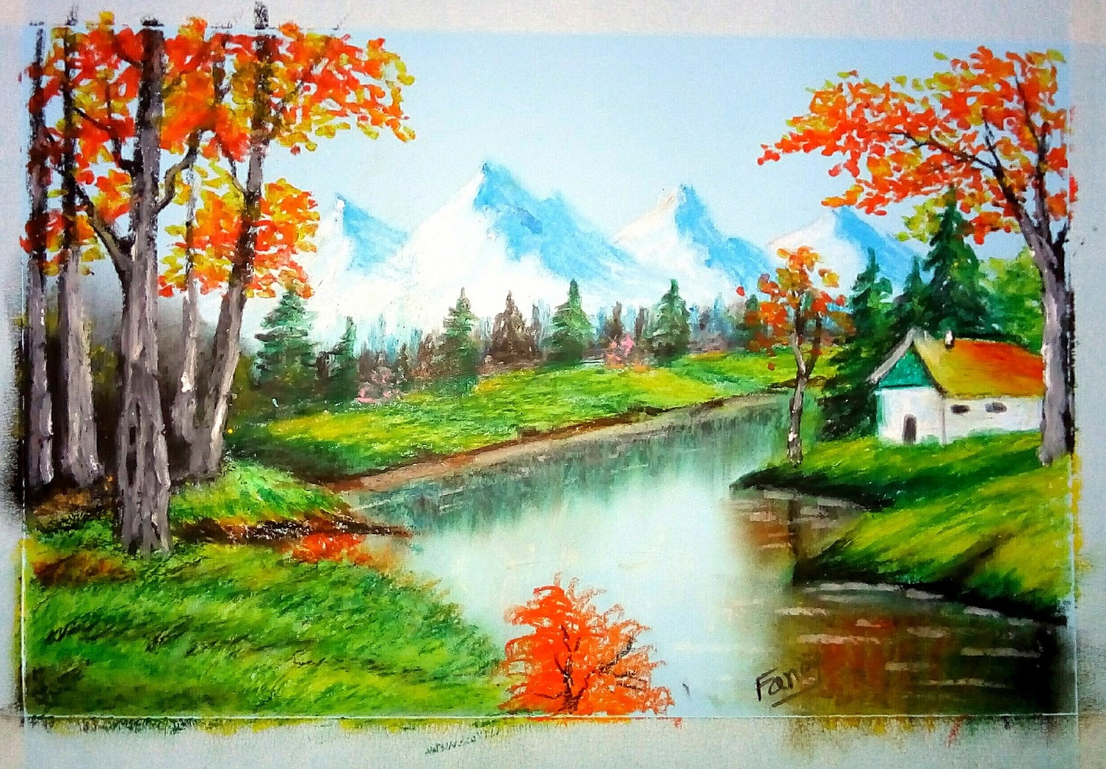 A Unique beautiful landscape drawing in 2019|| Oil pastel Drawing