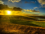 the mountains. the setting sun and the farm (the setting sun and the farm )