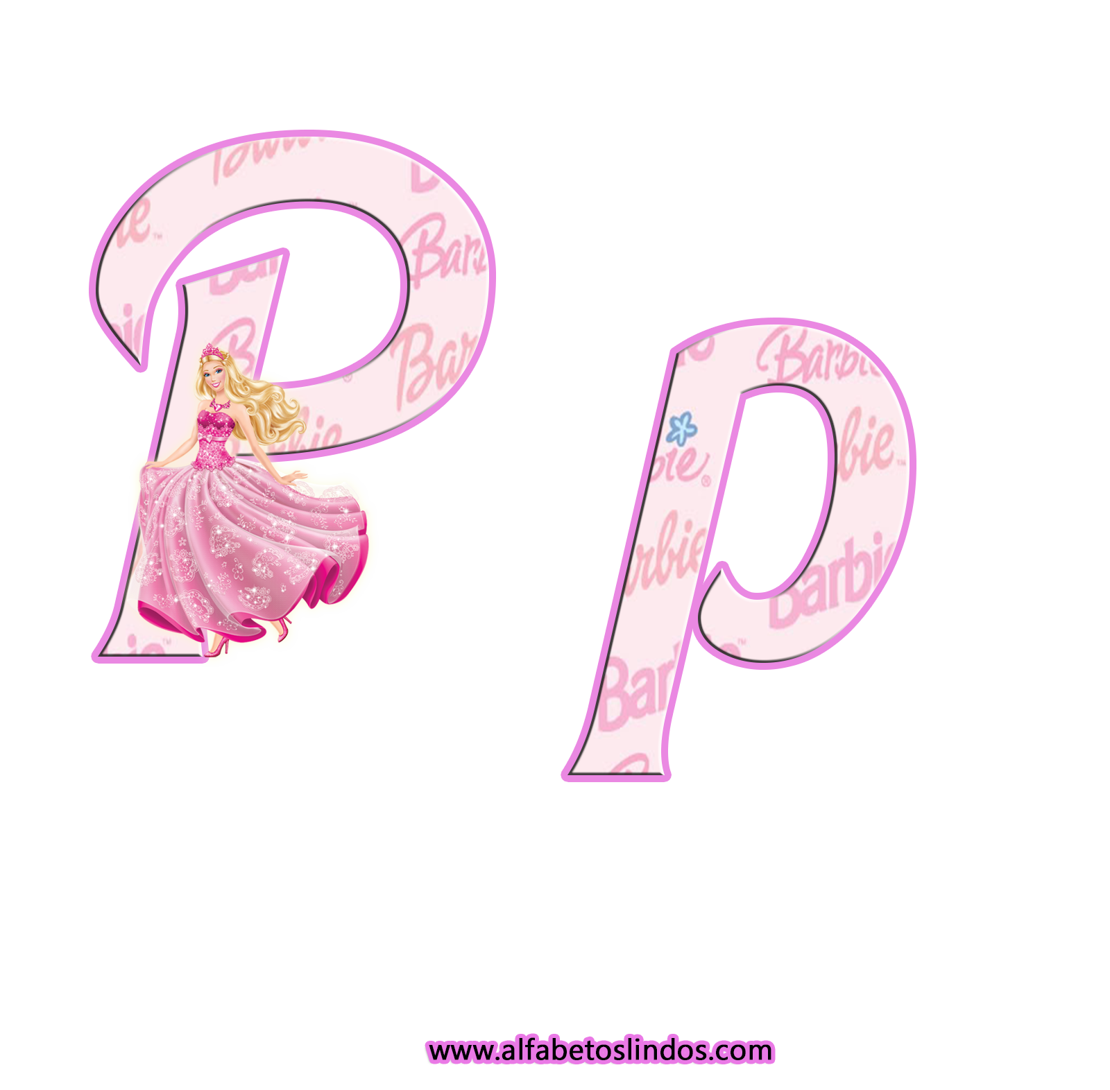 Alfabeto da Barbie rosa em PNG com fundo transparente!ALFABETOS LINDOS