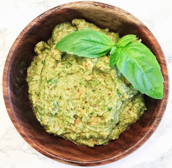 Pesto Hummus With Homemade Chips Pesto Hummus With Homemade Chips