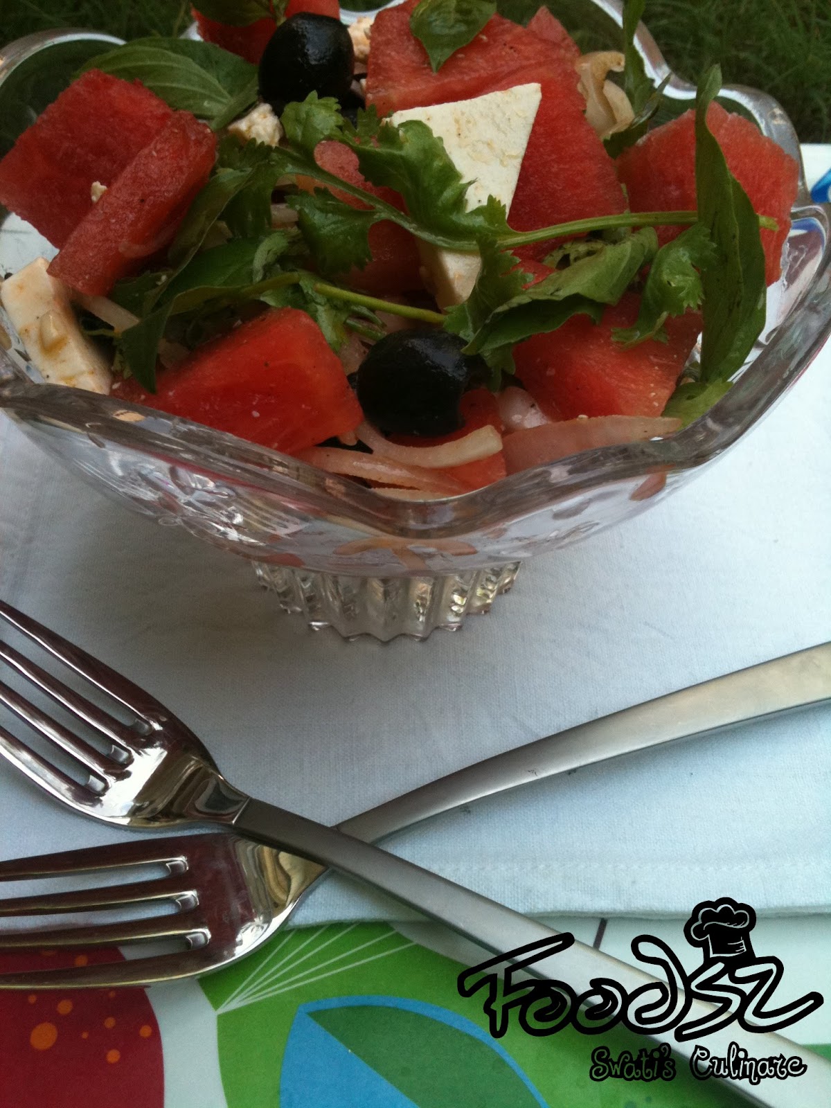 Foodsz Watermelon, Feta cheese and Olive Salad
