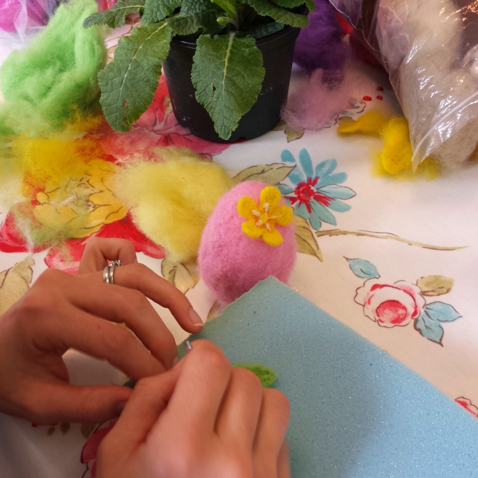 Needle felting for Save the Children an Easter Workshop