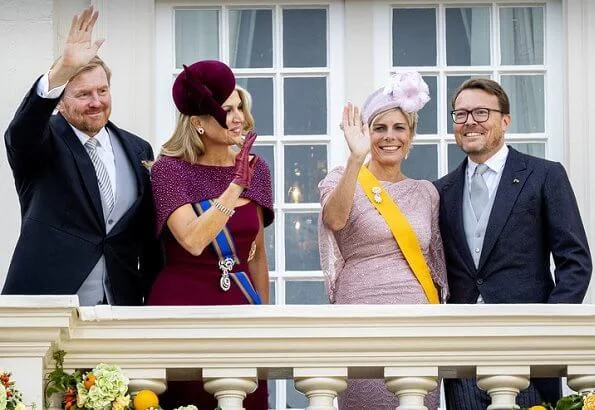 King Willem-Alexander, Prince Constantijn and Princess Laurentien. Queen Maxima wore a new dress by Jan Taminiau