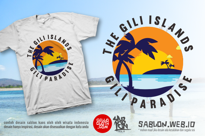 Kaos Lombok Contoh Desain Kaos Wisata Gili Trawangan