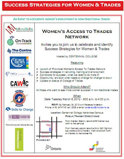 Success Strategies for Women & Trades Forum, Toronto, March 6, 2012, flyer credit: Women’s Access to Trades Network