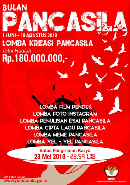 ingin memperlihatkan informasi mengenai pengumuman Perlombaan Kreasi Pancasila Tahun Pengumuman Lomba Kreasi Pancasila Tahun 2018