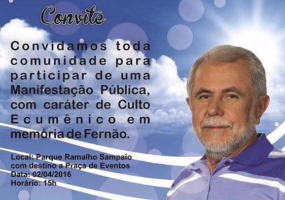 Convite: Culto Ecumênico em memória de Fernão Dias 