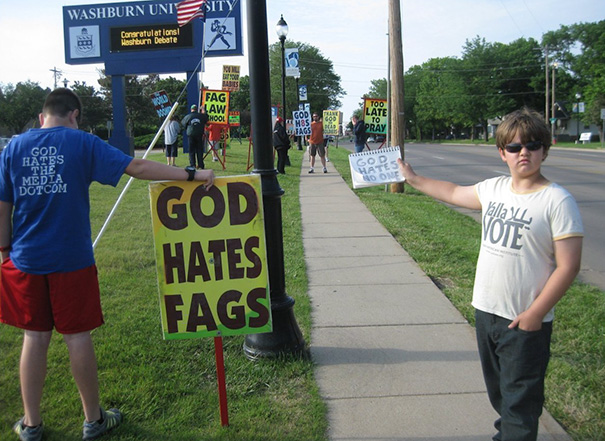 #9 9-Year-Old Josef Miles Filled His Mom With Pride When He Made An Impromptu Protest Of Westboro Baptist Church, Kansas - 12 Kids Who’ll Restore Your Faith In Humanity #9 9-Year-Old Josef Miles Filled His Mom With Pride When He Made An Impromptu Protest Of Westboro Baptist Church, Kansas - 12 Kids Who’ll Restore Your Faith In Humanity