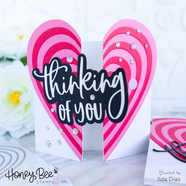 Honey Bee Stamps Bee Bold Honey Release: Day Three - For Sweet Slushy Sake Shaped Gift Card and Stacked Hearts Thinking of You Card by ilovedoingallthingscrafty