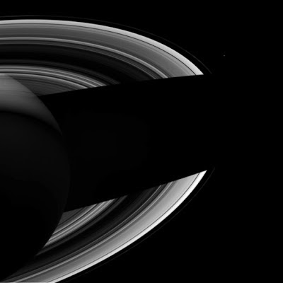 Saturn shading its rings