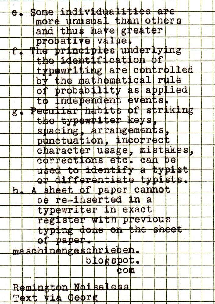 maschinengeschrieben Basic Principles for Typewriting Identification.