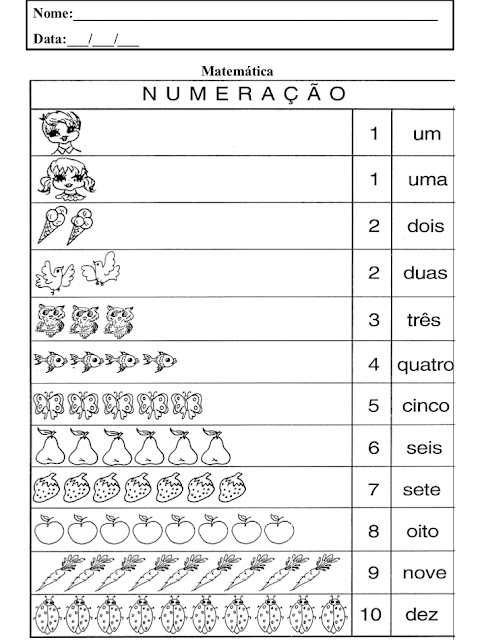 atividades matematica numeração