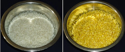 drained rice and moong dal