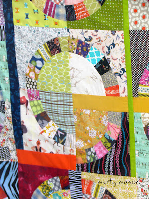 Maximum use of scraps - circle quilt top by Marty Mason 