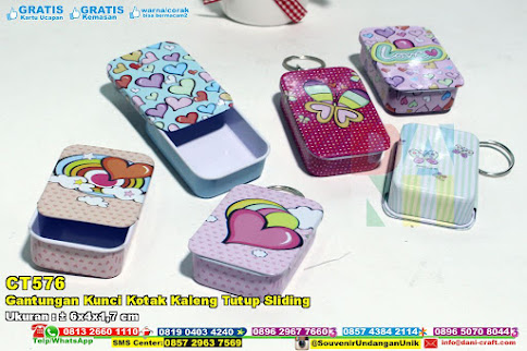 Gantungan Kunci Kotak Kaleng Tutup Sliding
