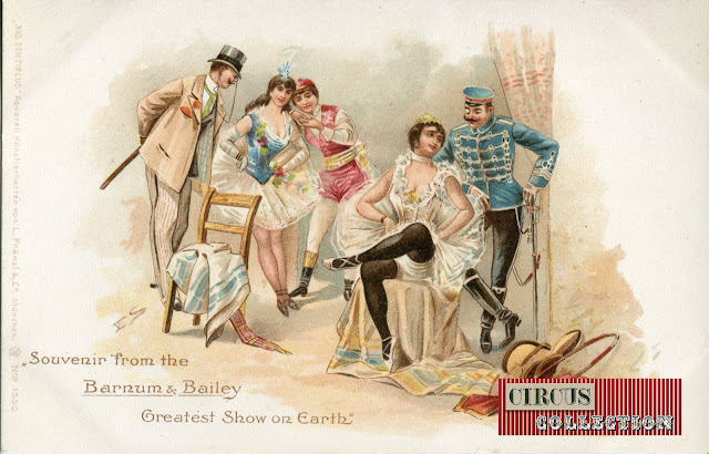 Carte postale du cirque Barnum & Bailey 1902 demoiselles et séduction