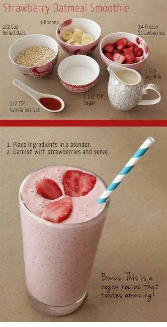 Strawberry Oatmeal Breakfast Smoothie