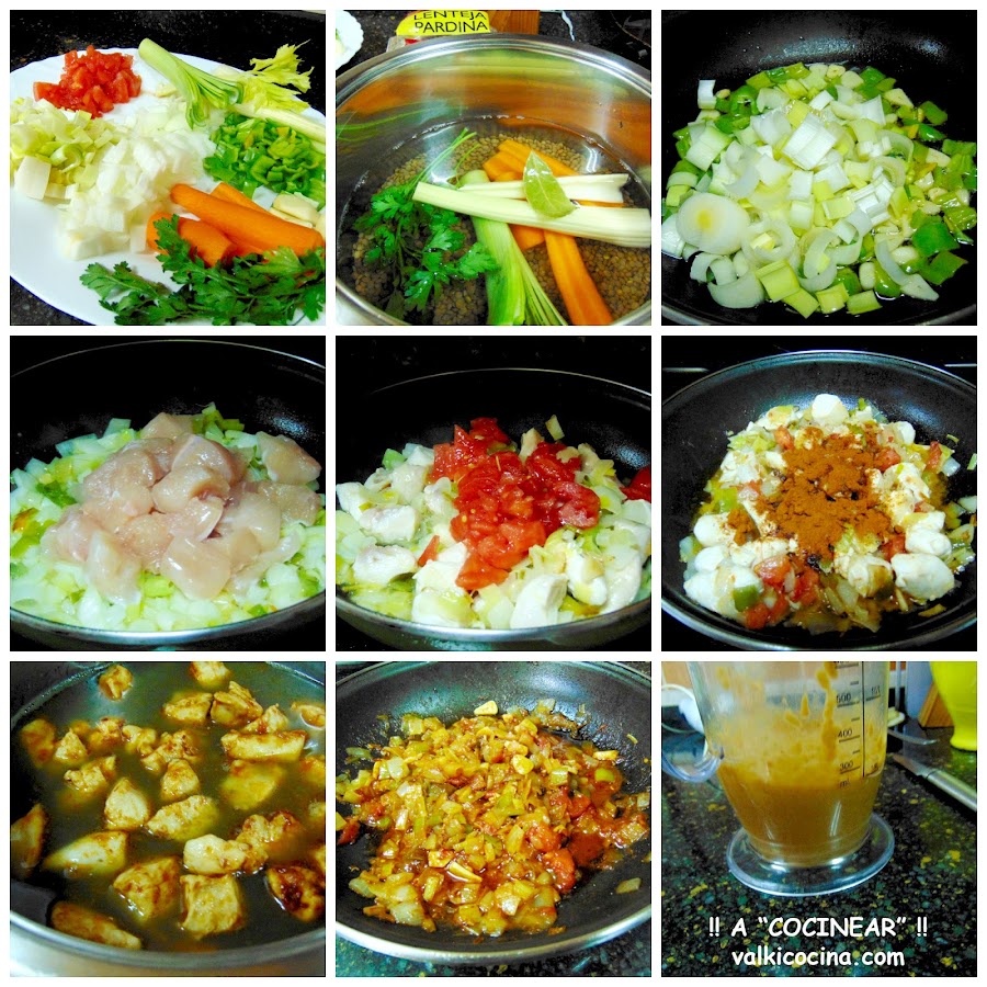 Lentejas estofadas con pollo