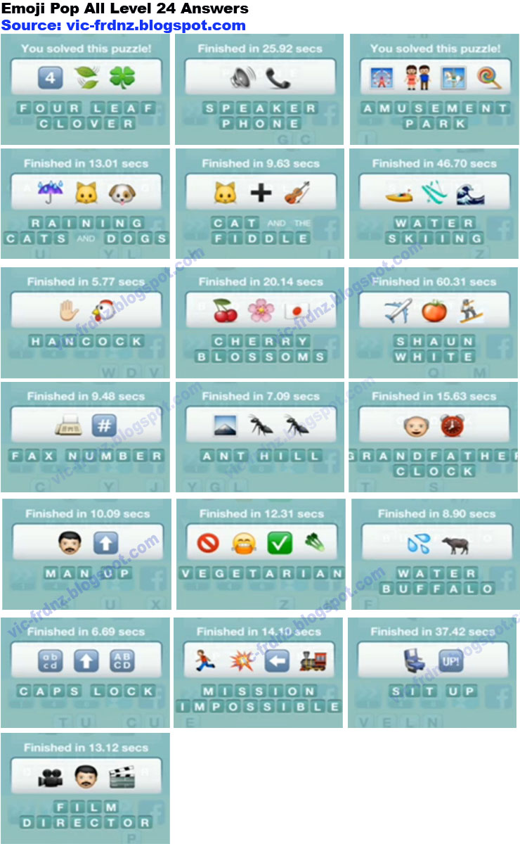 Emoji Pop Level 24 All Answers Frdnz