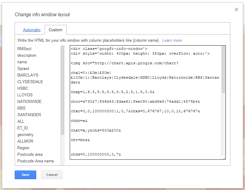 under the raedar: Some tips for charts in Fusion Tables info windows