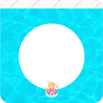 Fiesta en la Piscina para Niña Rubia: Imprimibles Gratis para Fiestas. Banderines de Fiesta en la Piscina para Niña Rubia para imprimir gratis.