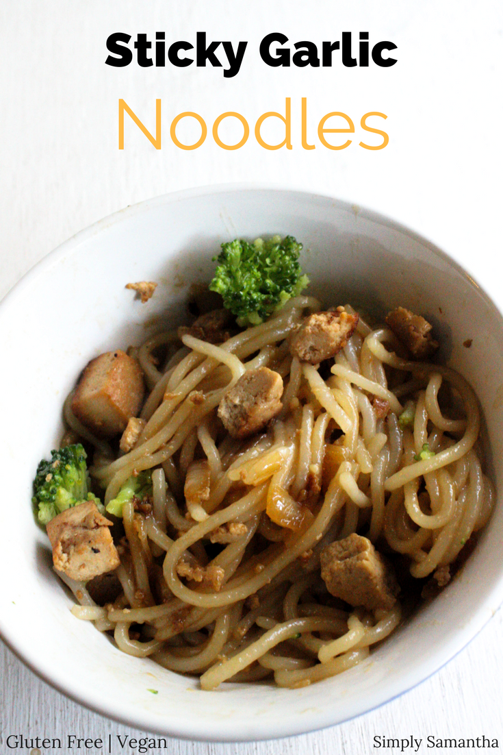 Sticky Garlic Noodles | Gluten Free & Vegan | - Simply Samantha