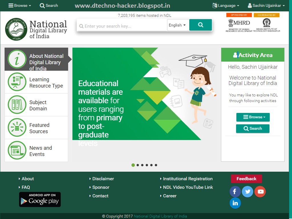 NDL National Digital Library of India DTechnoHacker