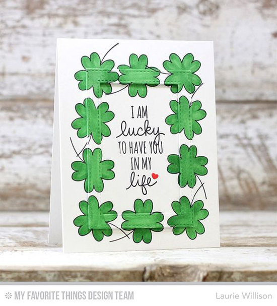 Lucky Card by Laurie Willison featuring the Laina Lucky stamp set and the Stitched Rectangle Frames Die-namics #mftstamps