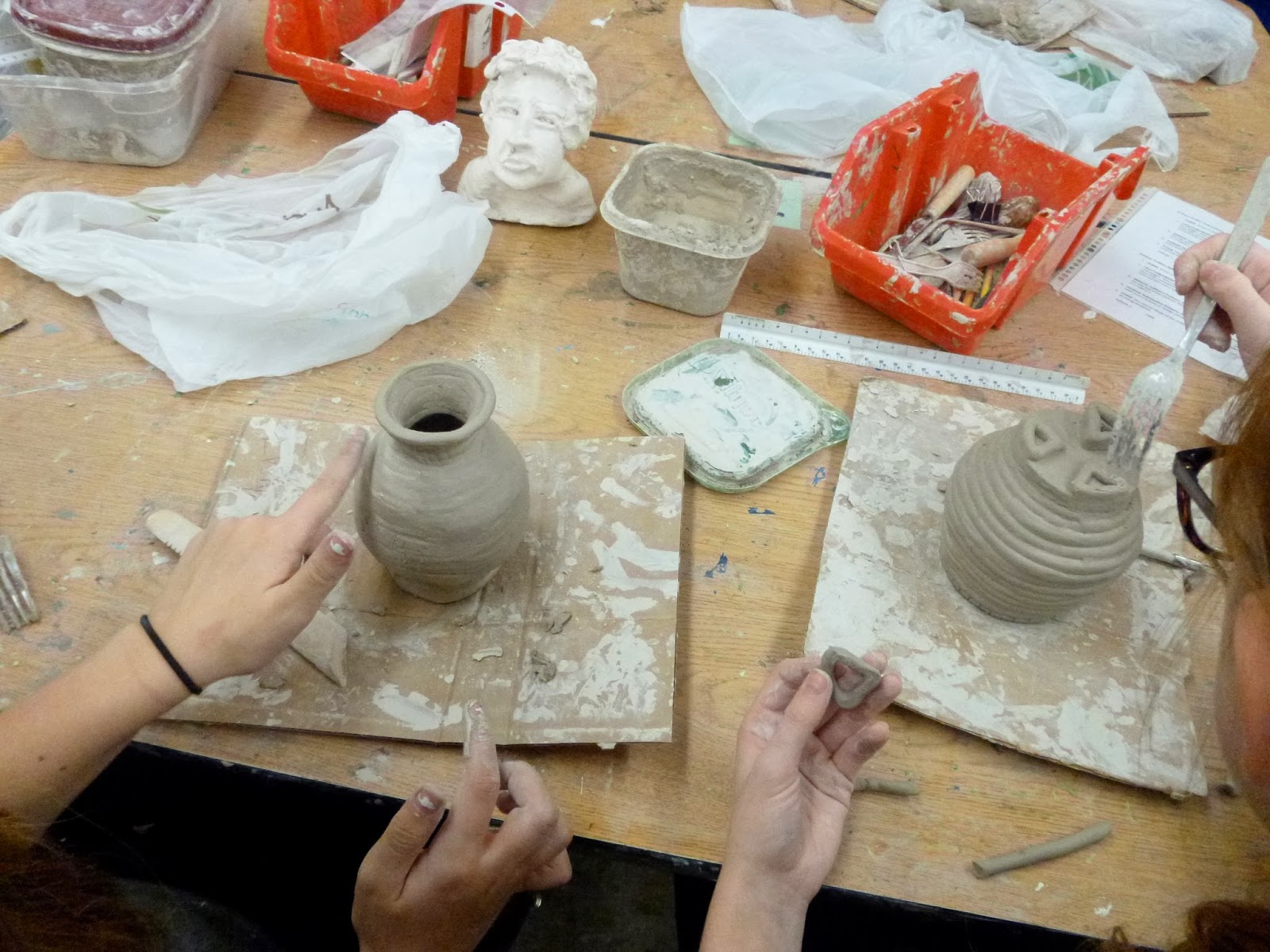Lane Tech Art Studio Clay Vessels