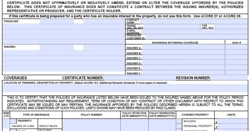 Simply Easier ACORD Forms: Certificate of Property Insurance ACORD 24 Simply Easier ACORD Forms: Certificate of Property Insurance ACORD 24