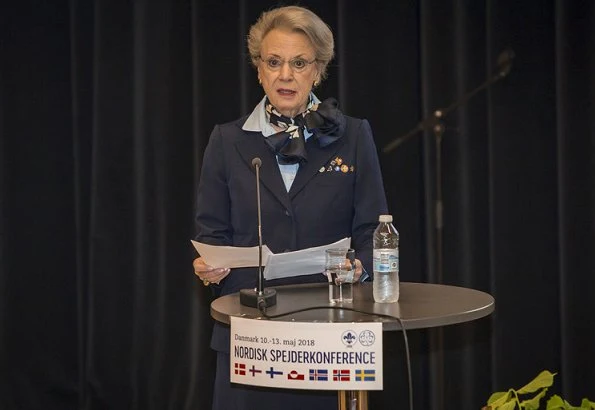 Princess Benedikte of Denmark attended opening of Nordic Scout conference at Gribskov Cultural Hall in Helsinge. Benedikte wore skirtsuit