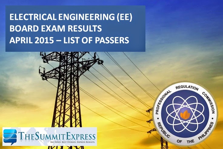 April 2015 Electrical Engineer REE, RME board exam results