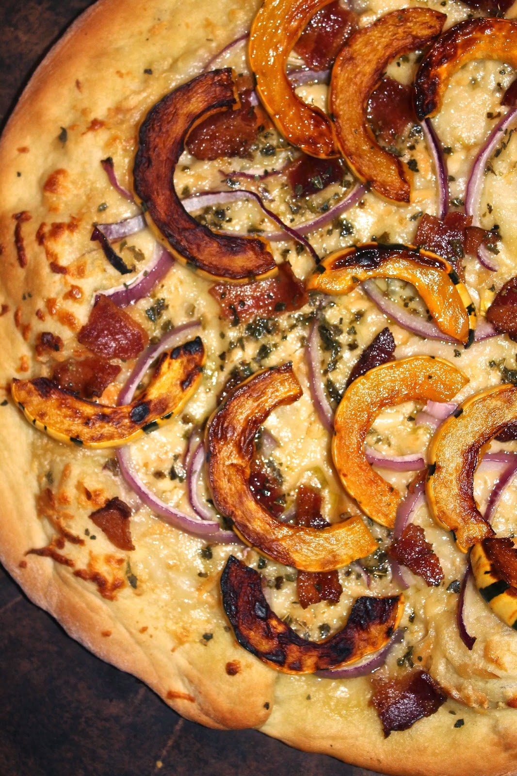 Savory Moments: Smoky garlic, delicata squash, and bacon pizza