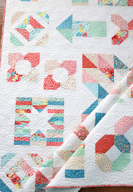 Charming Baby Sew Along sampler quilt sewn by Andy of A Bright Corner - quilting is Rolling Hills longarm design by 627 Handworks