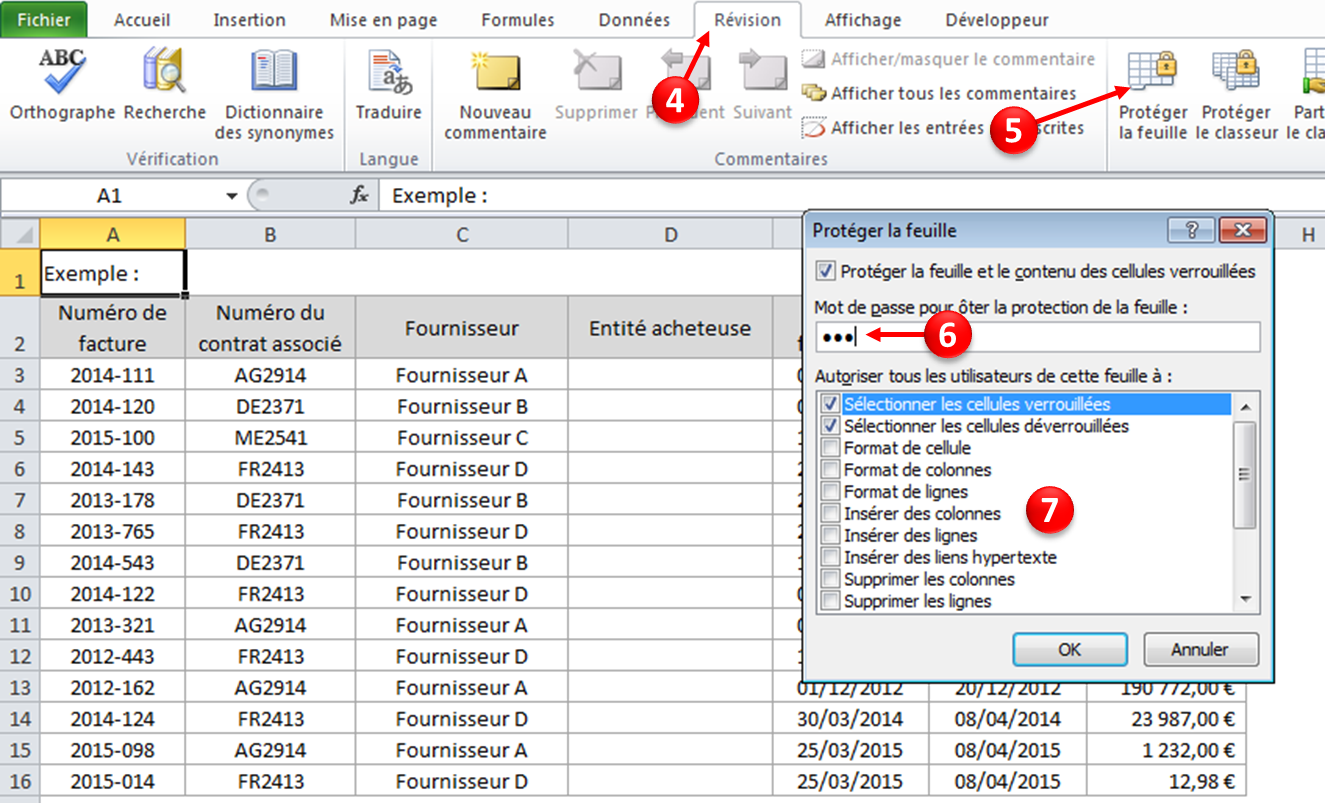 Comment verrouiller certaines cellules d’un tableau Compétences Excel