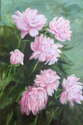 large flower painting, buds,