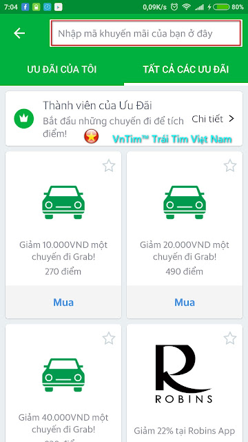 cach nhap ma khuyen mai grab