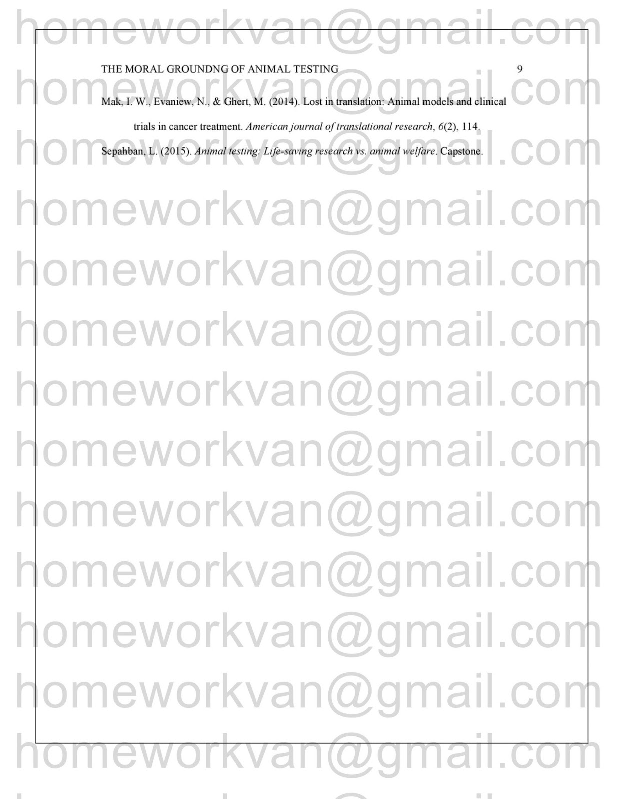 Animal testing research paper