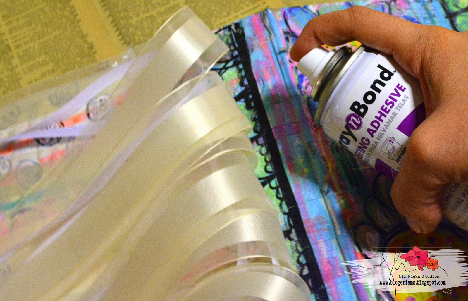 Liz Hicks Studios Art Journal with a faux hand ribbon binding