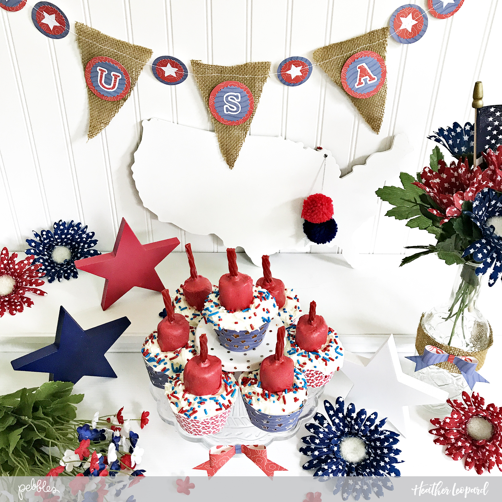 Heather Leopard Red, White and Blue DIY Party Decor