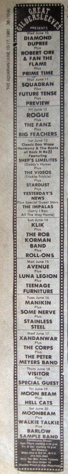 Great Gildersleeves band line up 1981